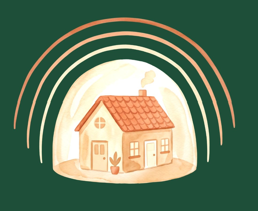A warm little home held within gentle protective arcs